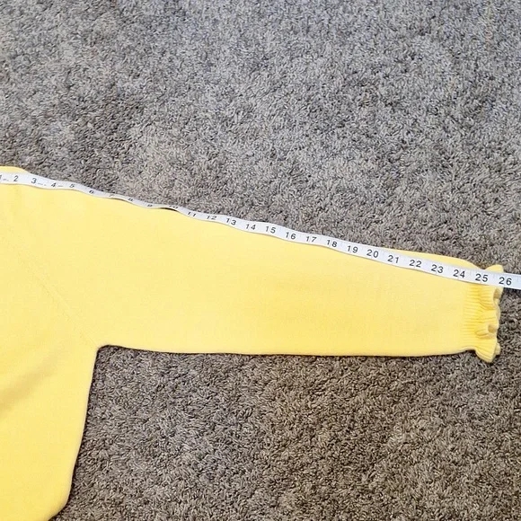 BTFBM pullover 1/4 button relaxed heavy sweater - ruffles - yellow - M - Picture 8 of 10